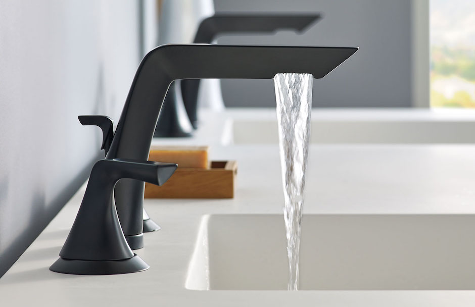 Brizo Matte Black Bathroom Faucets Running