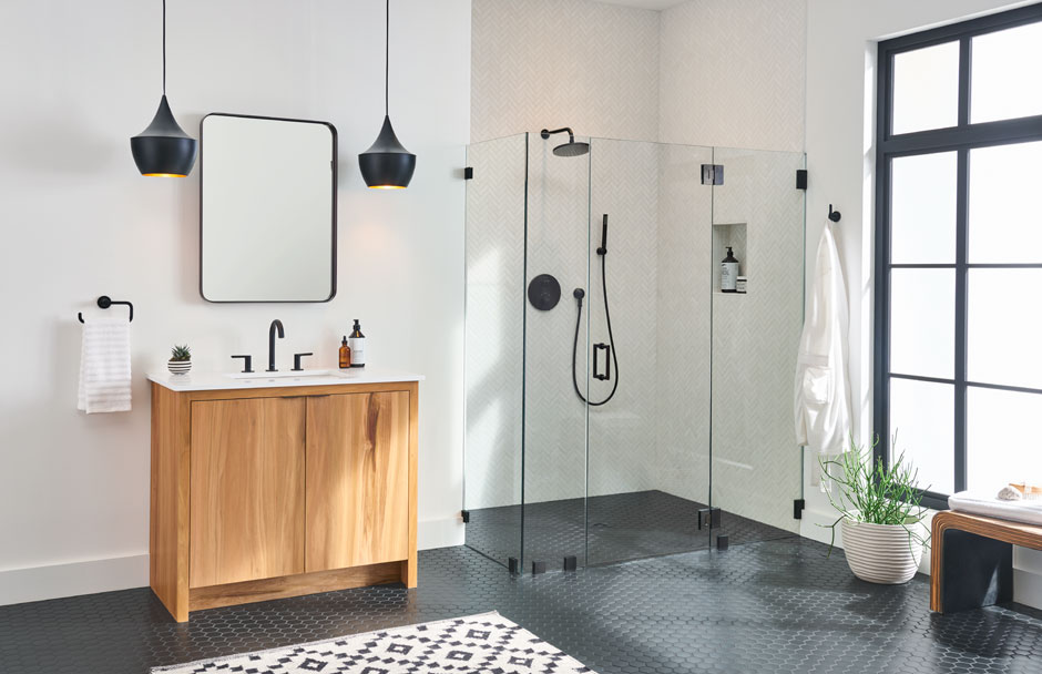 American Standard matte black bathroom accessories